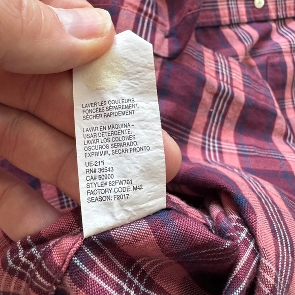 IZOD Saltwater Men's Long Sleeve Plaid Casual Button Up Shirt Red/Wine X-Large - Picture 9 of 14